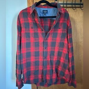 American Eagle Plaid Flannel Button Down Shirt Classic Fit Size L